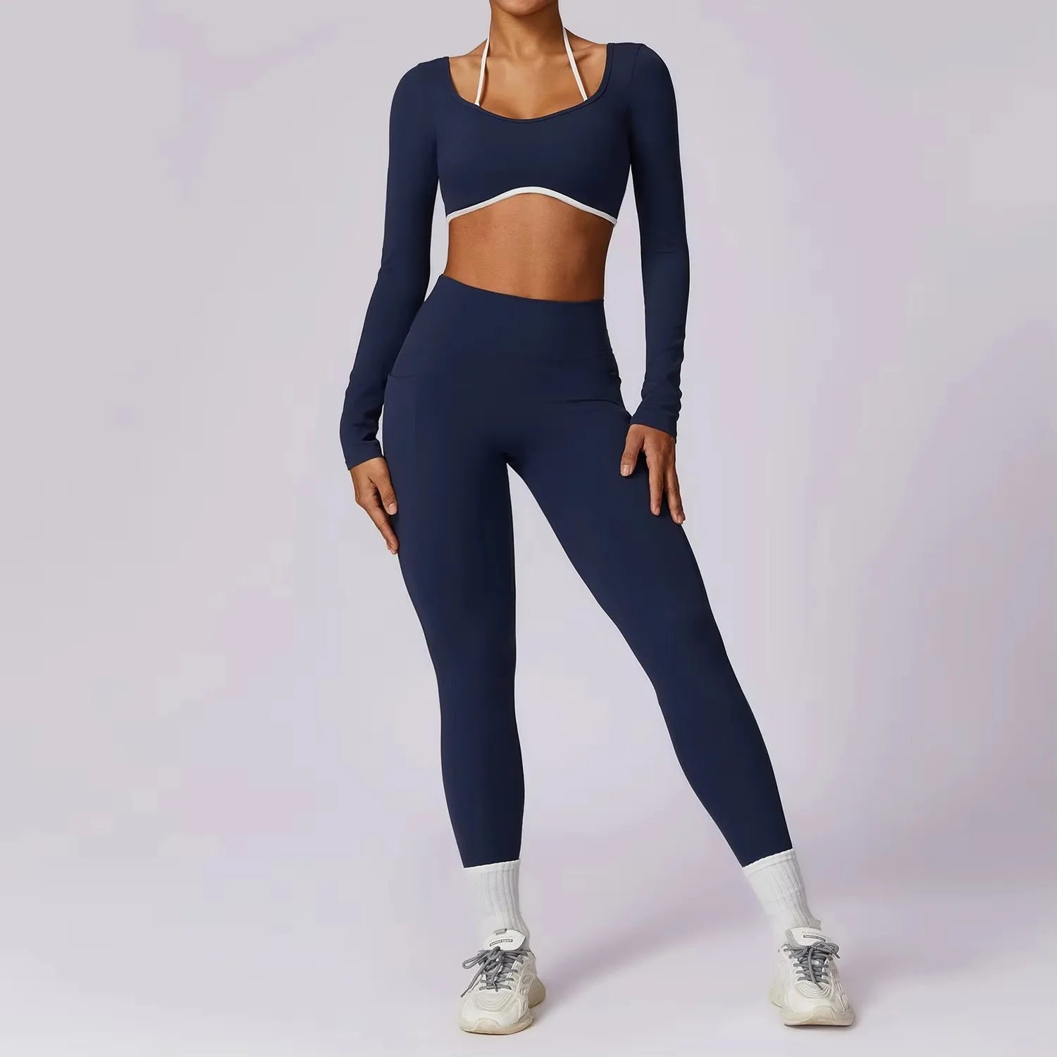 Conjunto de 2 piezas para gimnasio, para mujer, para entrenamiento, sin espalda, para yoga