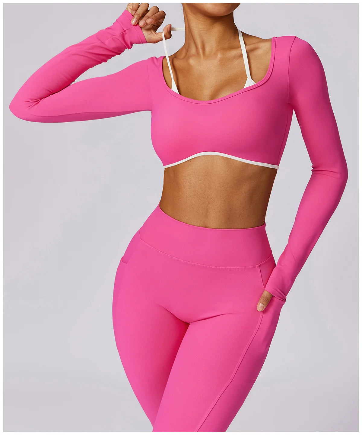 Conjunto de 2 piezas para gimnasio, para mujer, para entrenamiento, sin espalda, para yoga