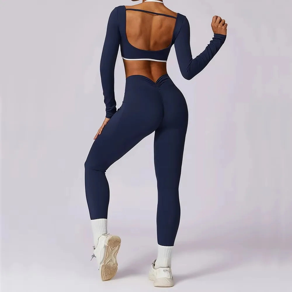 Conjunto de 2 piezas para gimnasio, para mujer, para entrenamiento, sin espalda, para yoga