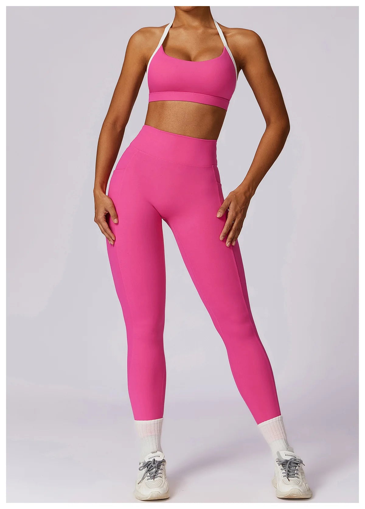 Conjunto de 2 piezas para gimnasio, para mujer, para entrenamiento, sin espalda, para yoga
