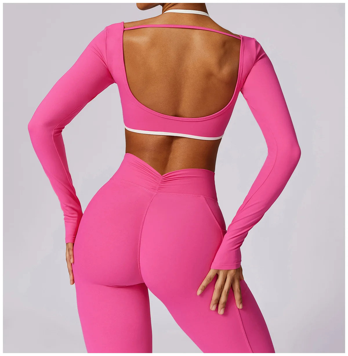 Conjunto de 2 piezas para gimnasio, para mujer, para entrenamiento, sin espalda, para yoga