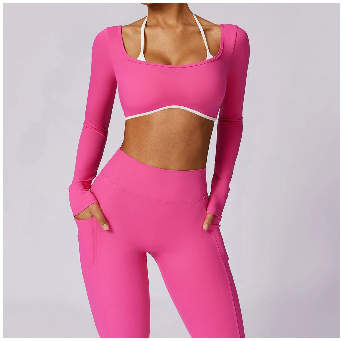 Conjunto de 2 piezas para gimnasio, para mujer, para entrenamiento, sin espalda, para yoga