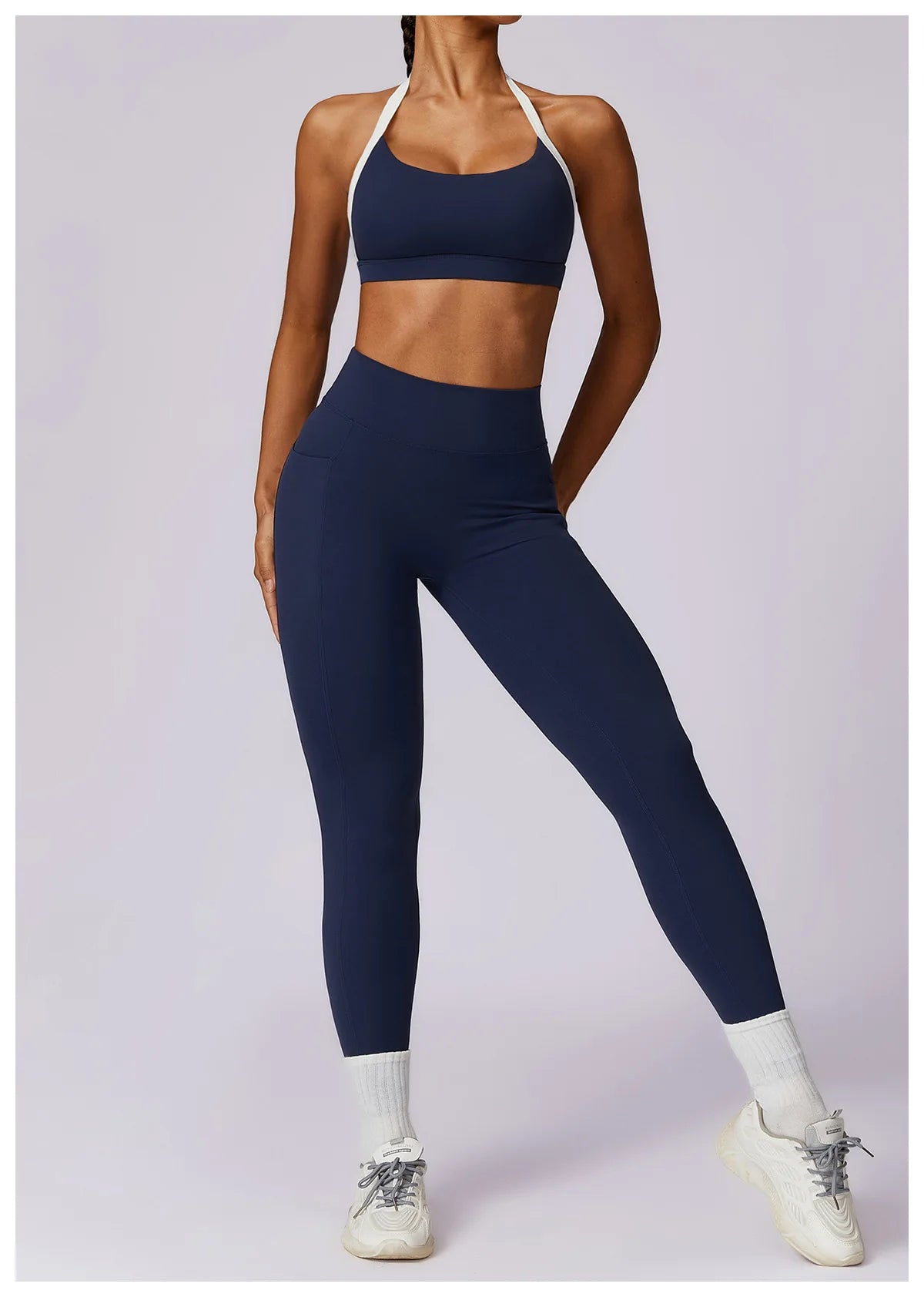 Conjunto de 2 piezas para gimnasio, para mujer, para entrenamiento, sin espalda, para yoga