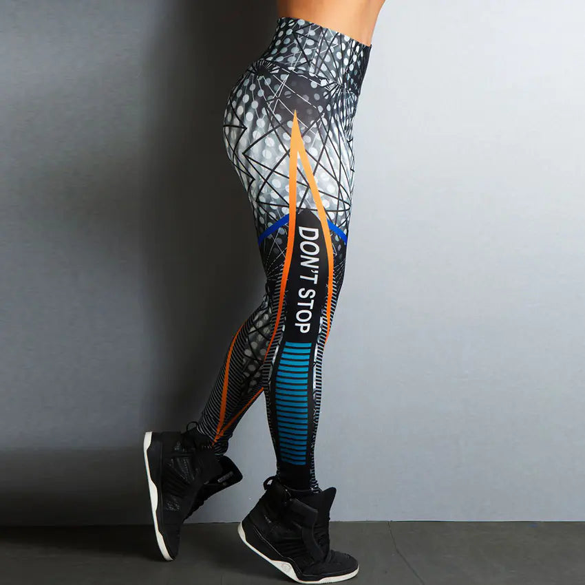 "Don't Stop Printed Yoga Pants - High Waist Leggings"