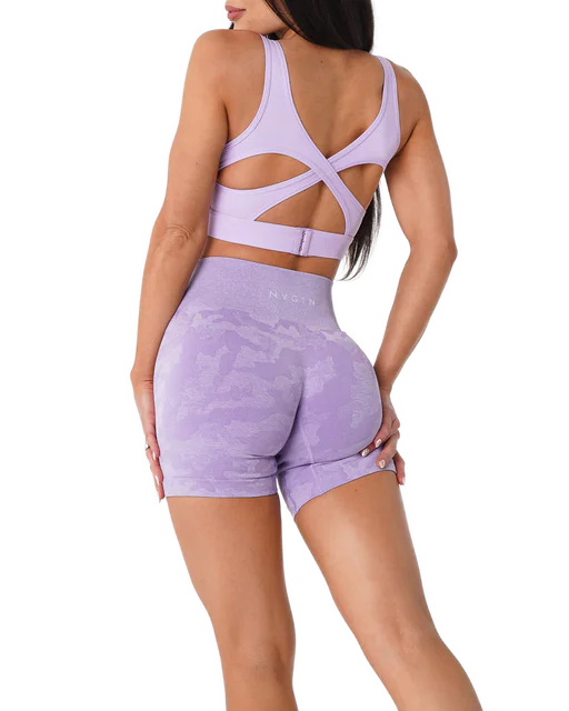Pantalones cortos sin costuras de camuflaje para mujer