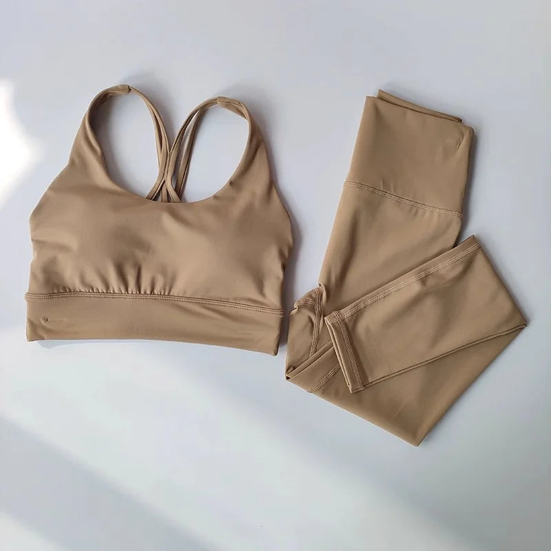 Premium Women's Yoga Set with Push-Up Sports Bra