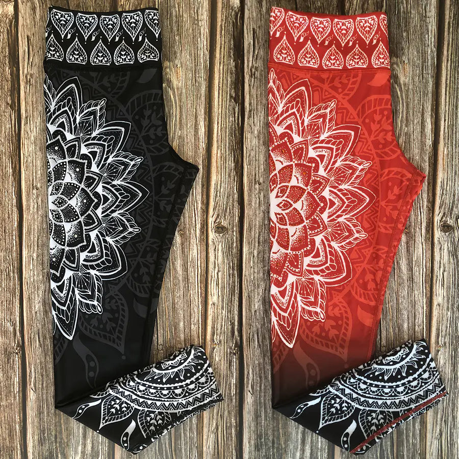 3D Printed High-Waisted Yoga Pants with Stretch