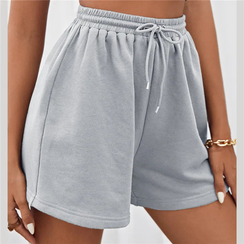 Pantalones cortos deportivos casuales para mujer con bolsillos