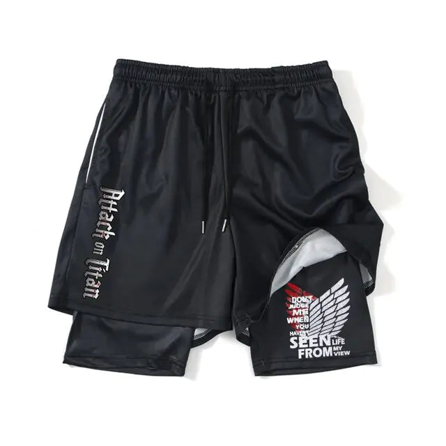 Pantalones cortos deportivos negros de anime