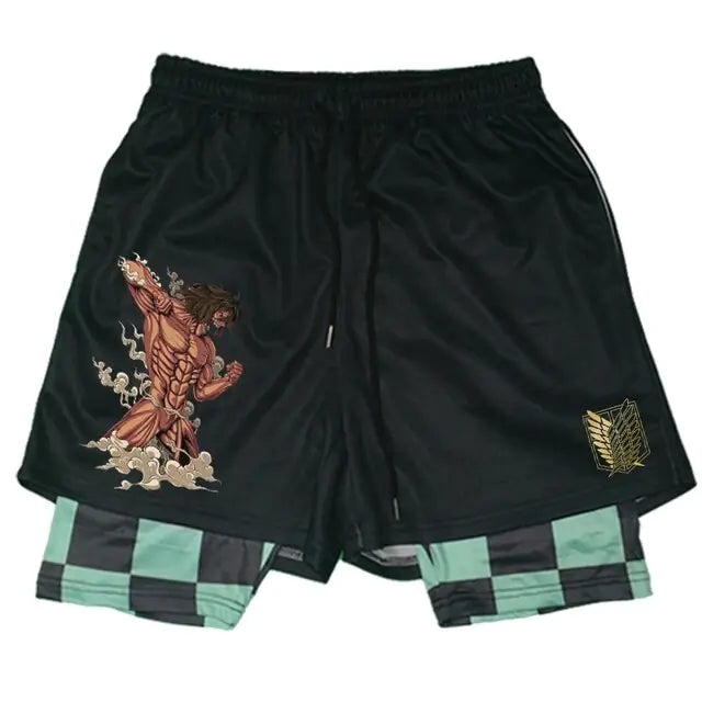 Pantalones cortos deportivos negros de anime