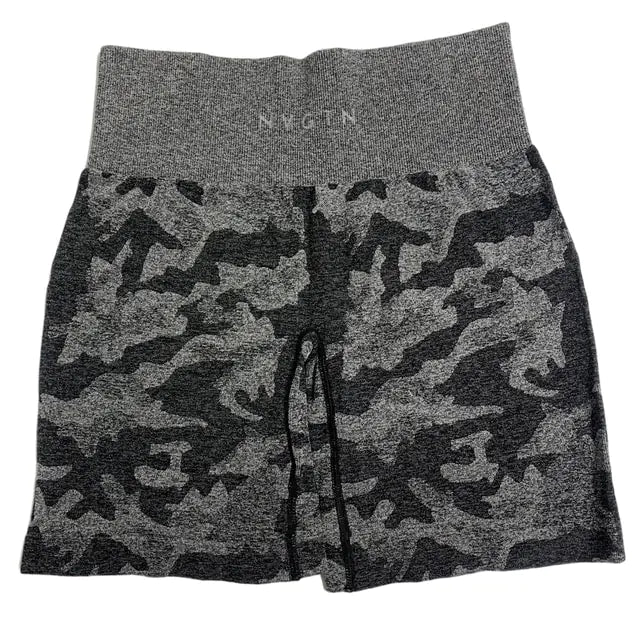 Pantalones cortos sin costuras de camuflaje para mujer