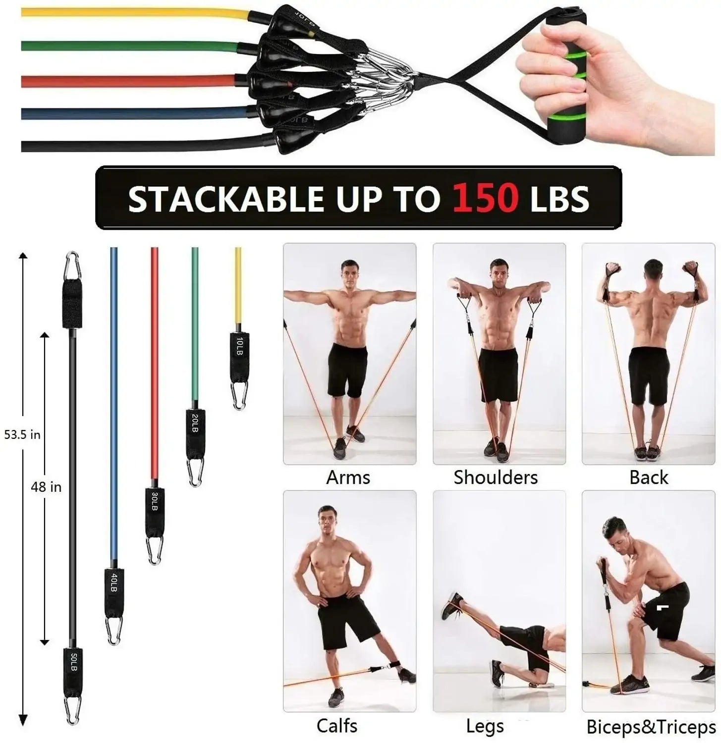 Bandas de resistencia para fitness de 150 libras