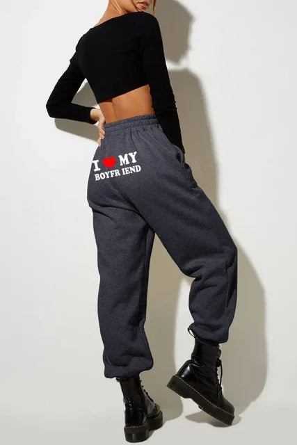 Printed " I Love my Boyfriend" Sweatpants