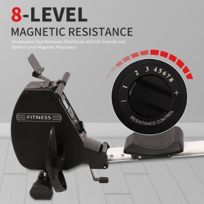 Máquina de remo plegable con capacidad de peso de 264 libras para gimnasio en casa