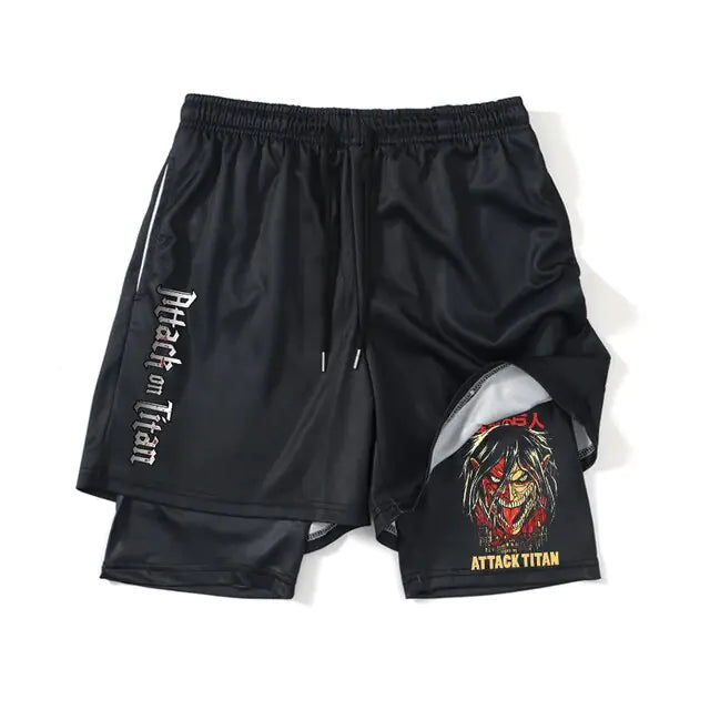 Pantalones cortos deportivos negros de anime