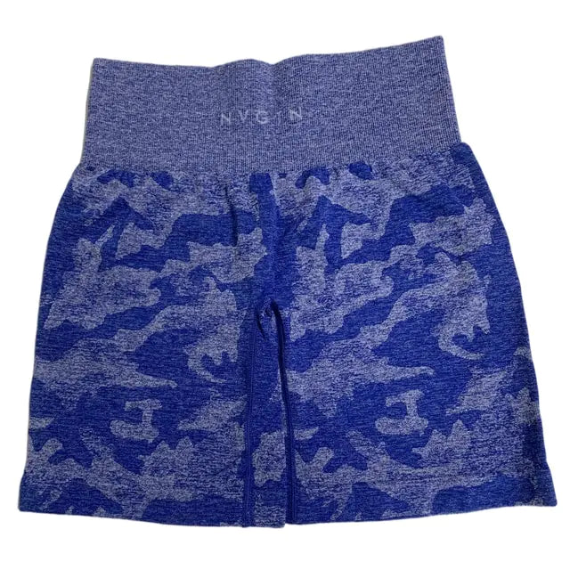 Pantalones cortos sin costuras de camuflaje para mujer