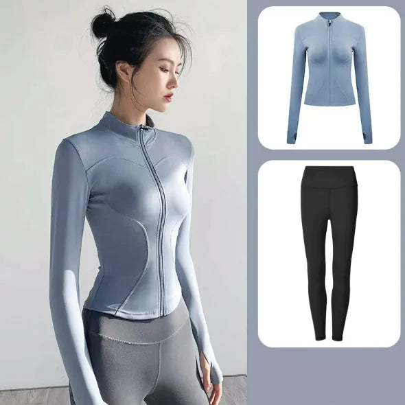 Illumino360Fitness Premium Women's Yoga Set 1 2 3pcs Long-Sleeve Jacket