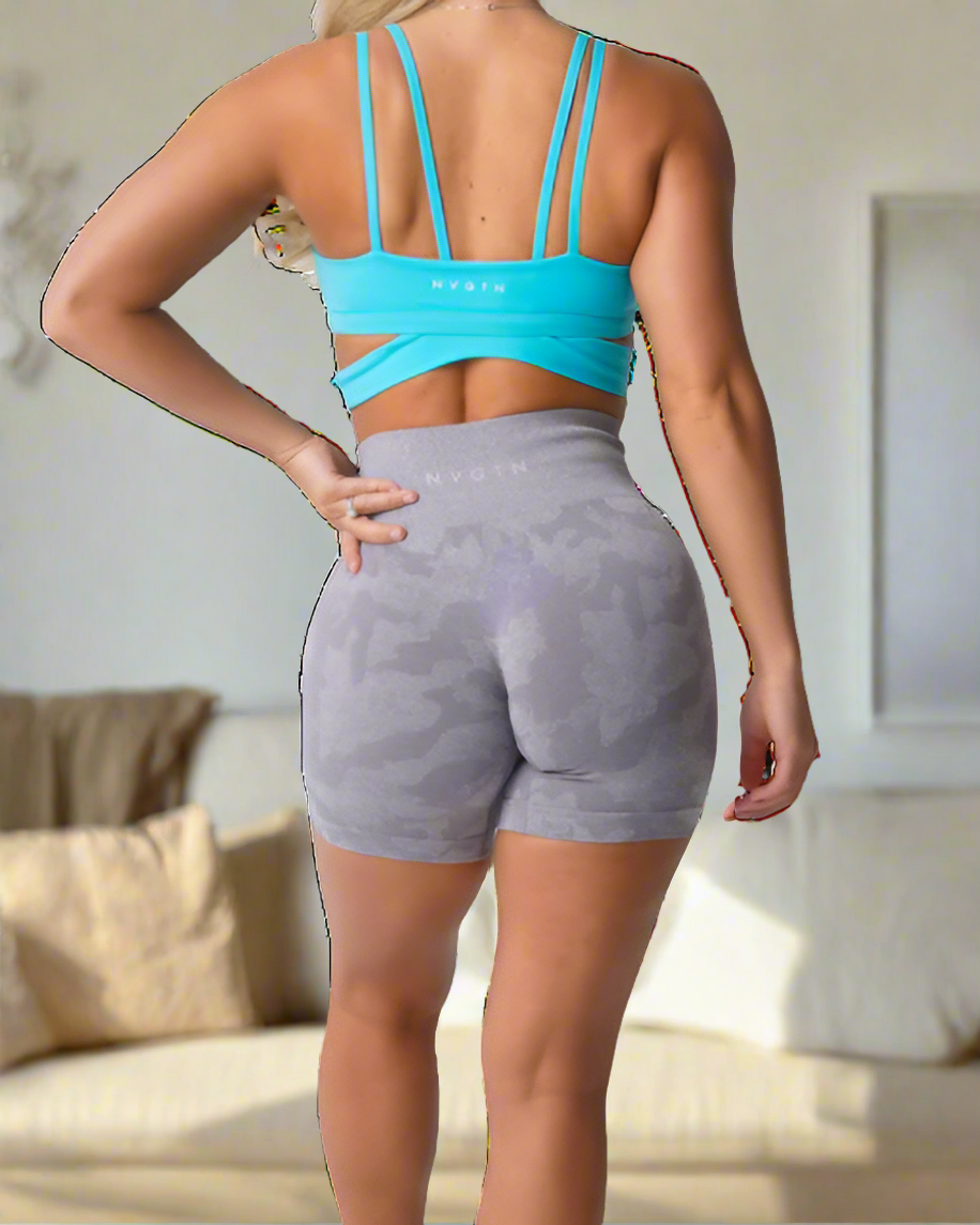Pantalones cortos sin costuras de camuflaje para mujer