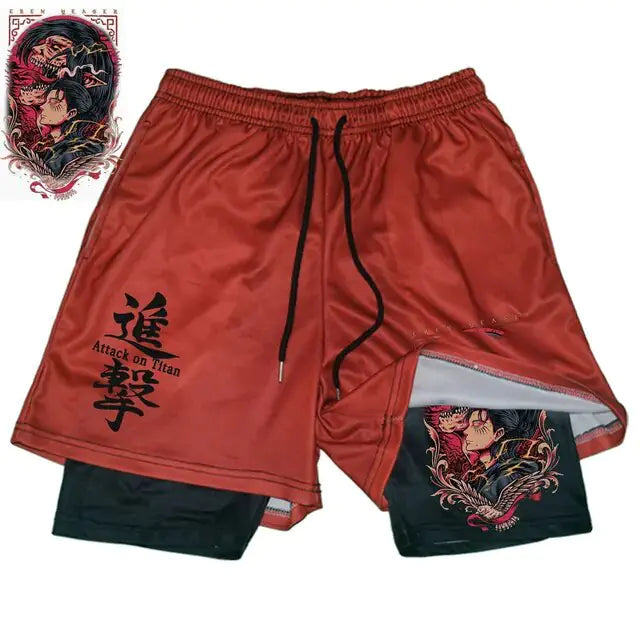 Pantalones cortos deportivos negros de anime