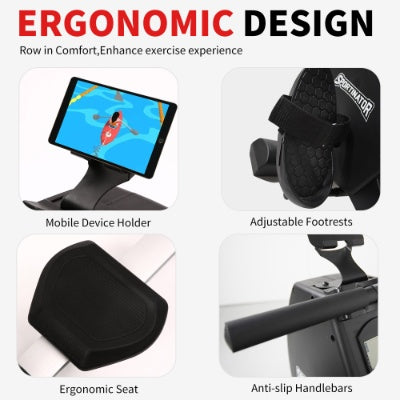 Máquina de remo plegable con capacidad de peso de 264 libras para gimnasio en casa