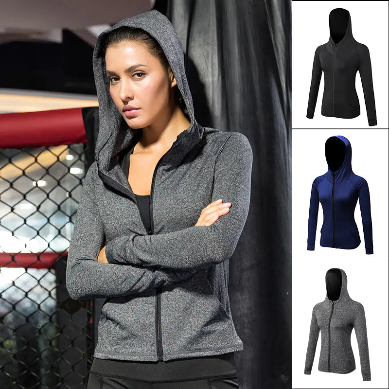 Women's Autumn Winter Fitness Jacket - Quick-Dry Hoodie