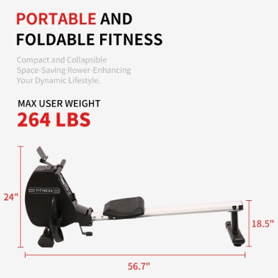 Máquina de remo plegable con capacidad de peso de 264 libras para gimnasio en casa