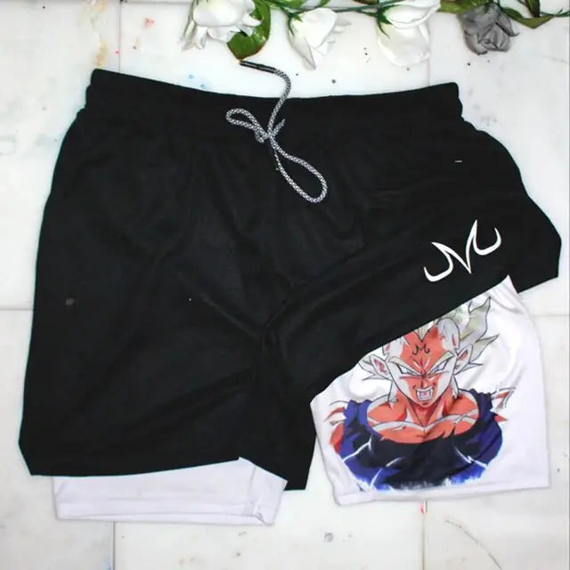 Pantalones cortos deportivos 2 en 1 de Anime para hombre