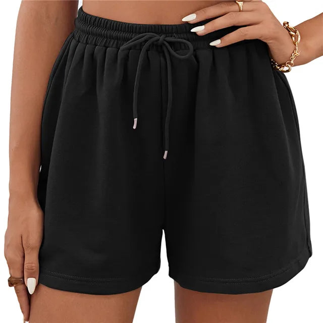 Pantalones cortos deportivos casuales para mujer con bolsillos