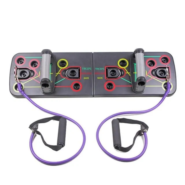 Tabla de flexiones 9 en 1 con bandas de resistencia de látex
