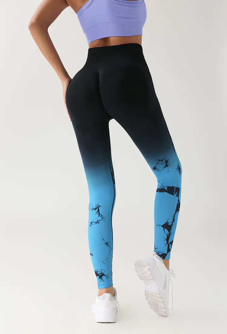 Gradient Tie-Dye Seamless Yoga Running Pants for Women