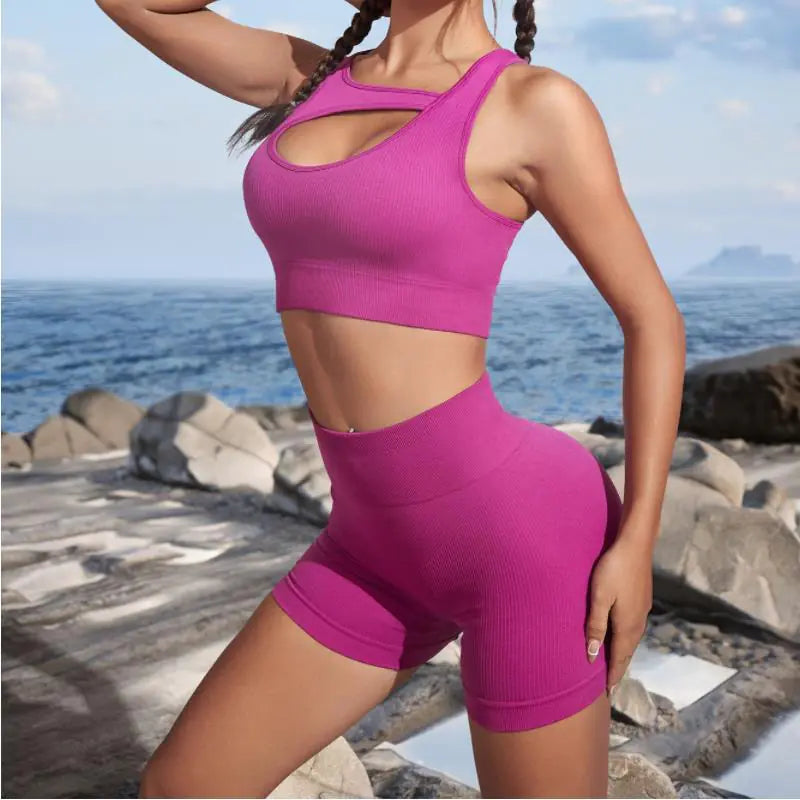 Seamless Yoga Set with High Elastic Sports Bra
