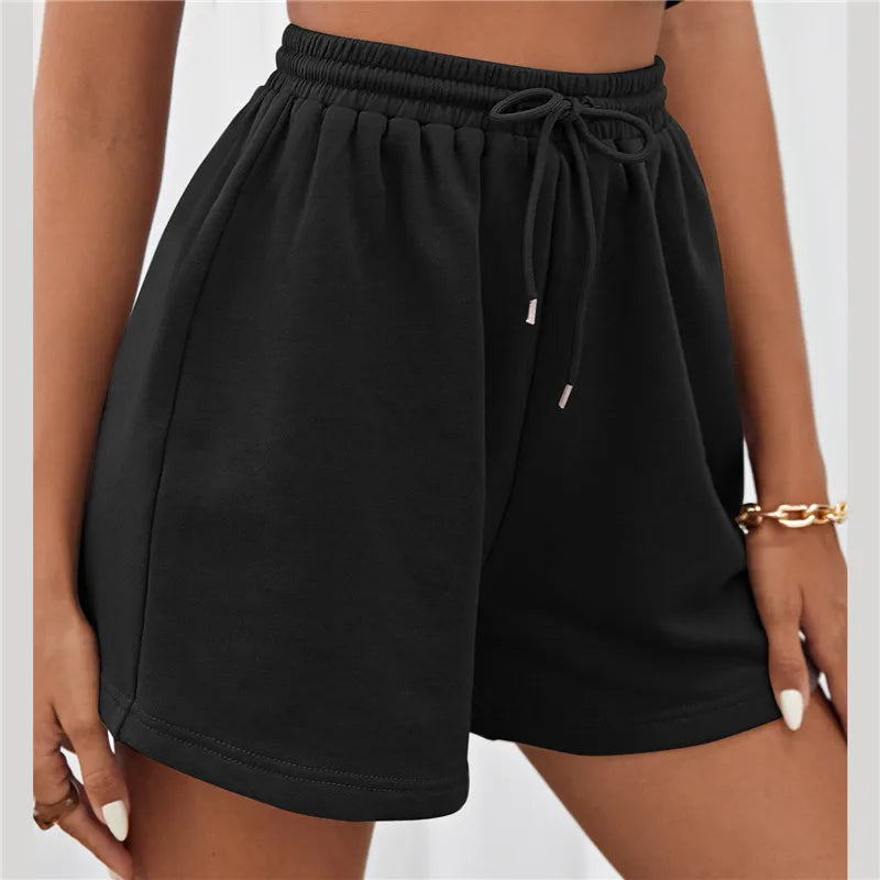 Pantalones cortos deportivos casuales para mujer con bolsillos
