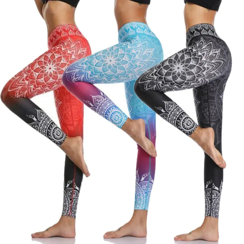 3D Printed High-Waisted Yoga Pants with Stretch