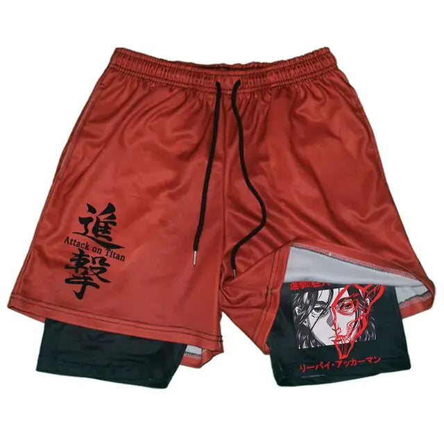 Pantalones cortos deportivos negros de anime