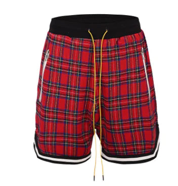 Scottish Plaid Style Patchwork Athletic Shorts