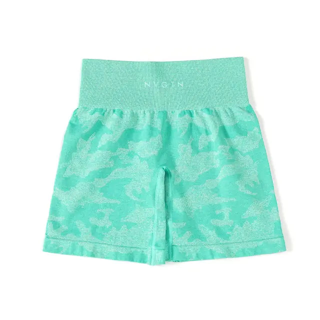 Pantalones cortos sin costuras de camuflaje para mujer