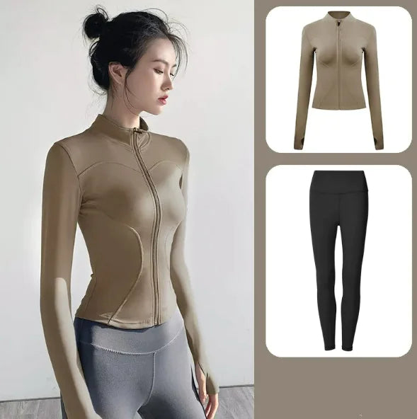Illumino360Fitness Premium Women's Yoga Set 1 2 3pcs Long-Sleeve Jacket