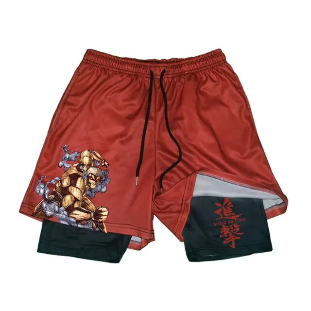 Pantalones cortos deportivos negros de anime