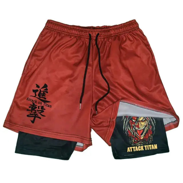 Pantalones cortos deportivos negros de anime
