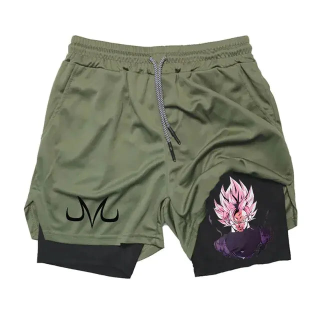 Pantalones cortos deportivos 2 en 1 de Anime para hombre