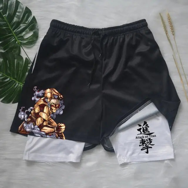 Pantalones cortos deportivos negros de anime