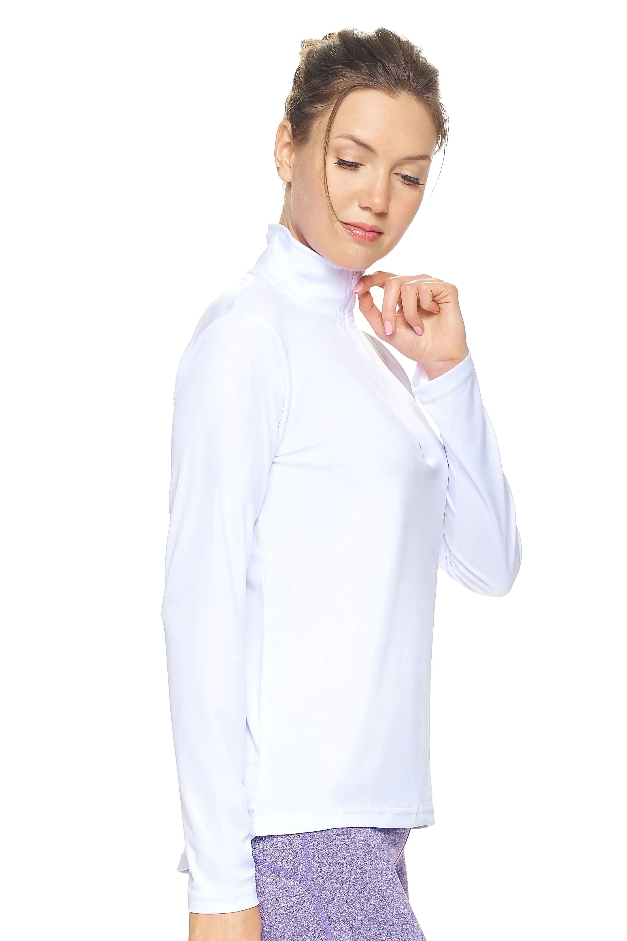 Camiseta de entrenamiento con cremallera de un cuarto Dri Max para mujer