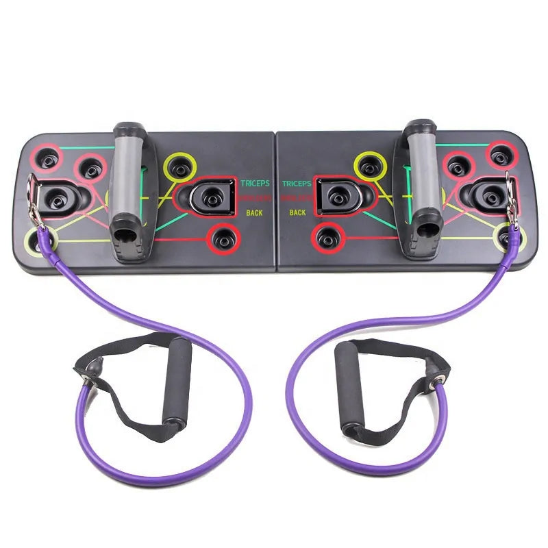 Tabla de flexiones 9 en 1 con bandas de resistencia de látex