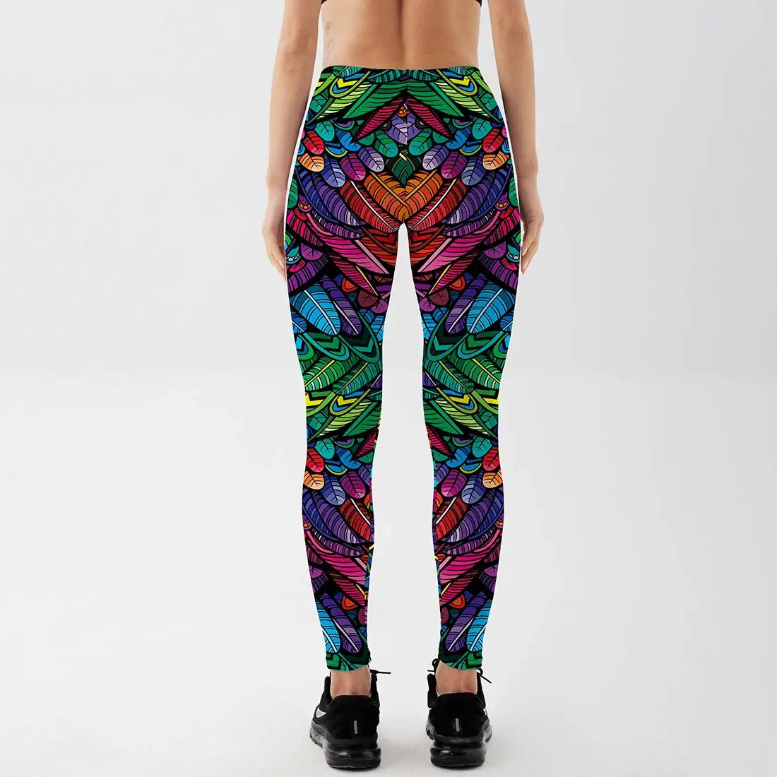Women's Colorful Skull & Leaf Printed Leggings