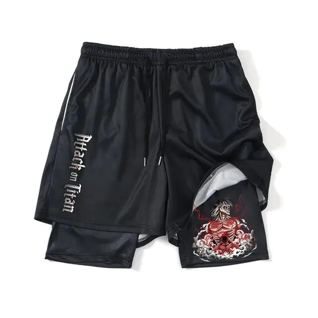 Pantalones cortos deportivos negros de anime
