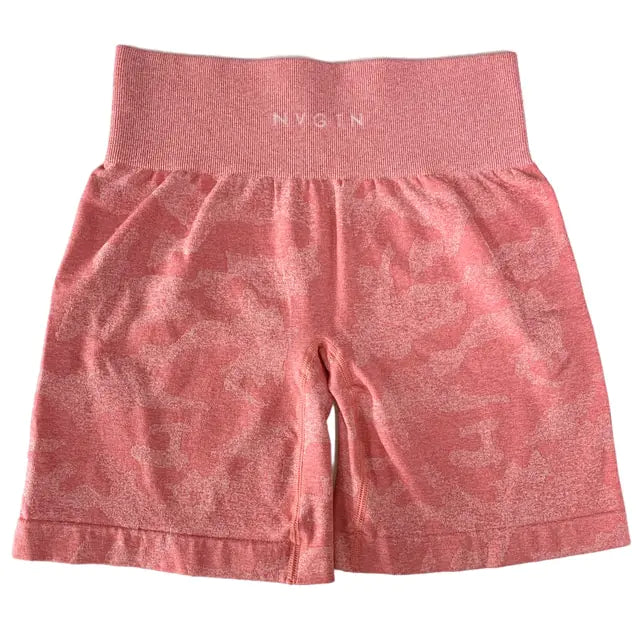 Pantalones cortos sin costuras de camuflaje para mujer