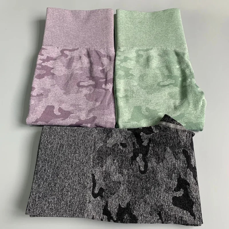 Leggings de cintura alta sin costuras con estampado de camuflaje