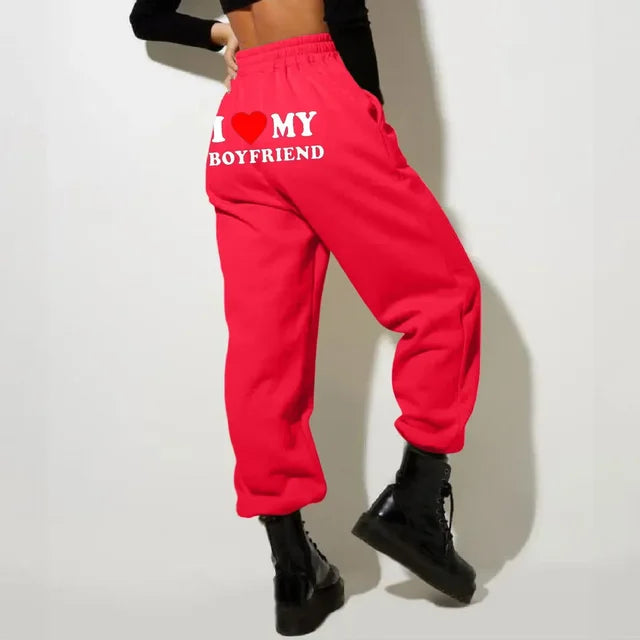 Printed " I Love my Boyfriend" Sweatpants