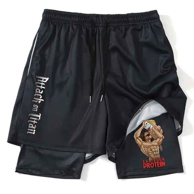 Pantalones cortos deportivos negros de anime
