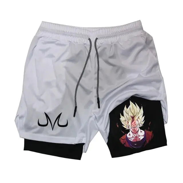 Pantalones cortos deportivos 2 en 1 de Anime para hombre